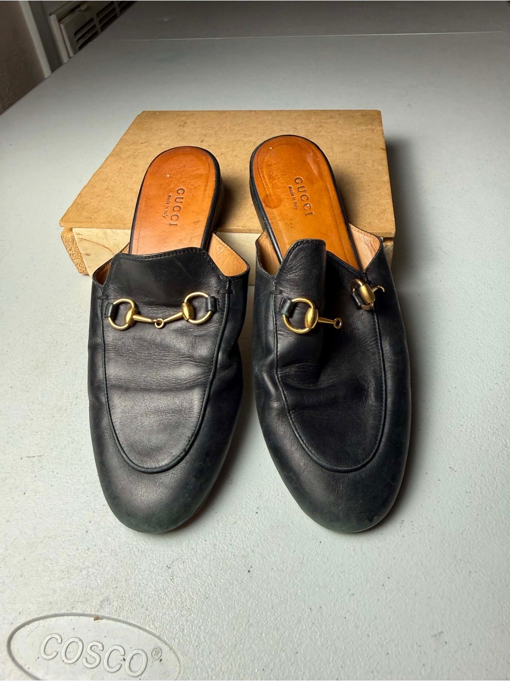 Gucci Princetown Horsebit Womens Mules Slippers Black Leather Sz 38.5 / 8.5
